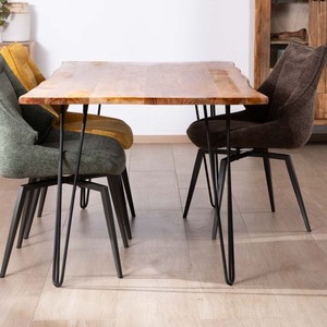 Vandana Ivory Table à manger confortable et élégante en bois d'acacia avec pieds en métal Wendy 180 cm - Product Image 3