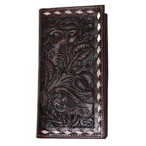 Cartera Larga Estilo Bohemio Vintage Occidental, Hecha a Mano con Cuero Vacuno Genuino, Cuentas Talladas, Protección RFID, Cierre de Hebilla, Hecha en India - Product Image 1