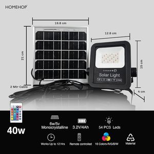Lampe solaire Homehop pour extérieur, projecteur LED 40 watts, sans fil, automatique, avec télécommande pour la maison, le jardin et les allées - Product Image 2