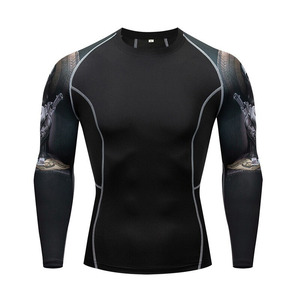 เสื้อรัดกล้ามเนื้อพิมพ์ลายดิจิตอลสีสันตามสั่ง สำหรับ MMA BJJ แบบยูนิเซ็กซ์ เป็นมิตรกับสิ่งแวดล้อม แขนยาว ผลิตจากผ้าโพลีเอสเตอร์ผสมสแปนเด็กซ์ - Product Image 1