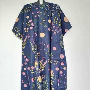 ชุดเดรสผ้าฝ้ายอินเดียสีเหลืองแบบคาฟตัน ทำมือ สำหรับคลุมชุดว่ายน้ำ ทรงหลวมพลิ้วไหว เหมาะสำหรับใส่ไปเที่ยวพักผ่อนสำหรับผู้หญิง - Product Image 1