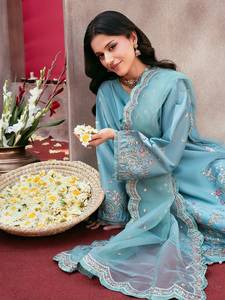 Ensemble Salwar Kameez brodé, robe traditionnelle pakistanaise et indienne pour femmes, tenue formelle de luxe, dupatta, pantalon Plazo, vente en gros - Product Image 6