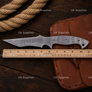 Cuchillo de Caza y Camping Personalizable de Acero de Damasco Forjado a Mano UA Supplies, Hoja en Blanco con Punta Caída, Equipo de Supervivencia al Aire Libre, 1 Año de Garantía - Product Image 4