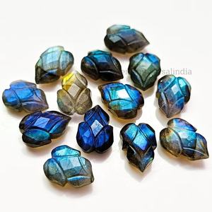 Cuentas de hojas talladas a mano de labradorita natural para suministros de joyería 13x9mm abalorios de piedras preciosas sueltas de labradorita por fabricante - Product Image 2