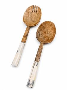 Cuchara y Tenedor de Madera para Servir Ensaladas con Mangos de Resina, Ideales para Decoración del Hogar y Tiendas de Artículos de Cocina para Reventa - Product Image 4