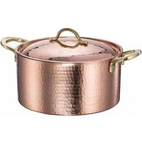 Marmite de service en cuivre martelé avec couvercle, poignées en acier inoxydable, diamètre 33 cm, cocotte de luxe isolée pour buffet, idéale pour la restauration hôtelière