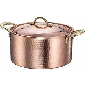 Olla de Cobre Martillado con Tapa y Asas de Acero Inoxidable, 33 cm de Diámetro, Cazuela de Lujo Aislada para Buffet, para Hostelería y Catering - Product Image 4