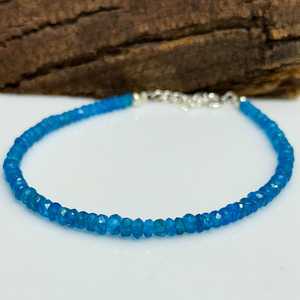 Perles de pierres précieuses en apatite néon naturelle facettées, rondelles, 3 à 4 mm, pour la fabrication de bracelets faits main, minimalistes, pour femmes. - Product Image 2