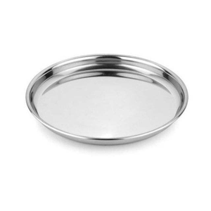 Round Stainless Steel Plate Dish <b>Mirror</b>/Satin Polish Party Dinner Plate Indian Thali Mess <b>Tray</b> Modern Design Khomcha - Product Image 1
