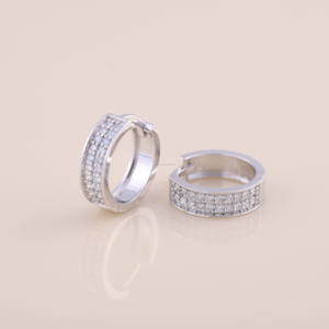 High Quality Stainless Steel Crystal Hoop Earrings For Women Sparkling Cubic Zirconia Fashion Jewelry Daily Wear Accessories - Product Image 4