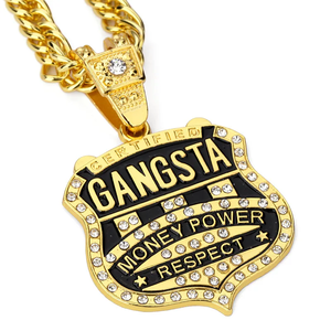 Mens Hip Hop Big Gangsta Pendant Necklace <b>Iced</b> <b>Out</b> Letter Charm Bling Cuban <b>Chain</b> Streetwear Moissanite Jewelry Gift For - Product Image 5