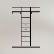 FURNIZONE Modern 3 Door Wooden <b>Wardrobe</b> Closet Bedroom <b>Large</b> Storage Cabinet Hanging Space 2 Drawers Floor Mount Model - Product Image 2