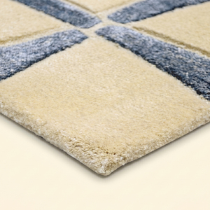 Alfombra DECORDEC Azure Link de Lana Azul Crema, Hecha a Mano, Antideslizante, Ecológica, de Pelo Largo, con Diseño Botánico Abstracto Moderno - Product Image 5