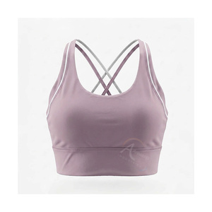 New Design Cross Back Tops Running Fitness Removable Padded Workout Gym Yoga Bras Women's High Impact Sports Bra - Product Image 1