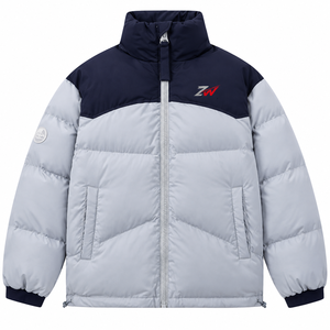 <b>Mens</b> Puffer <b>Jacket</b> Zipper Up Gray <b>White</b> Color Hooded Winter Fashion Warm <b>Jacket</b> with 100% Polyester Collar <b>White</b> Duck Down - Product Image 1