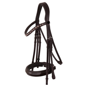 Brida de caballo de cuero con forma anatómica con banda de cejas de diseño ondulado - Product Image 1