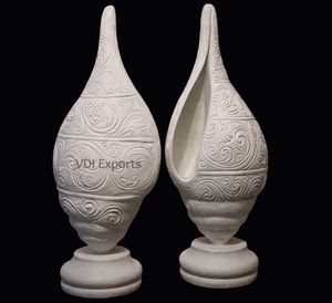 VDI EXPORTS Luxury Carved Shankh design Drop Vase Sculpture Entrance Aisle Decor <b>Prop</b> for <b>Weddings</b> & Events - Product Image 3