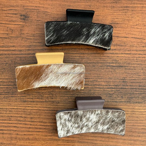2025 nouveauté personnalisé peau de vache mignon cheveux griffes élégant Design de luxe en cuir véritable pinces à cheveux pour femmes cheveux accessoires - Product Image 3