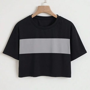 T-shirt court pour femme avec logo personnalisé, coupe vintage, en coton, sexy, pour femme, tee-shirt court, streetwear - Product Image 1