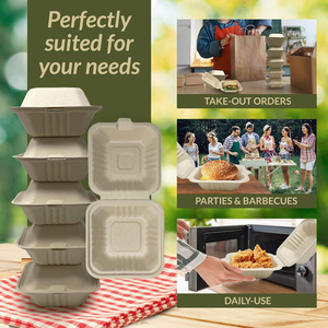 Multi <b>Compartment</b> Sustainable <b>Lunch</b> <b>Box</b> Disposable Food Container for Restaurant Catering and Delivery Applications - Product Image 2