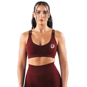 Maroon Women's Seamless <b>Cross</b> Back Sports Bra Lightweight Stretch Athletic Crop <b>Top</b> for Running Yoga Gym Fitness Activewear - Product Image 1
