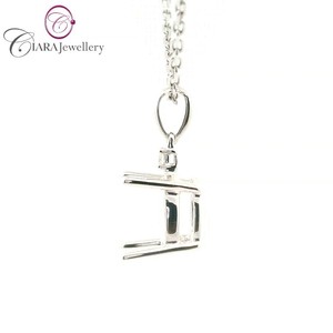 18K AU750 SIMPLE PLAIN OR BLANC AVEC MONTAGE PENDENTIF DE FORME OVALE EN DIAMANT NATUREL UNIQUE - Product Image 2