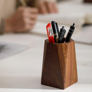Porte-stylos en bois de noyer, 5 styles d'organisateurs de bureau pour le bureau et la maison, logo personnalisable - Product Image 4