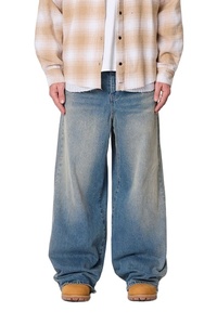 Jean ample vintage délavé pour homme, bleu moyen, écologique, respirant, coupe décontractée, en denim mi-lourd, streetwear durable - Product Image 5