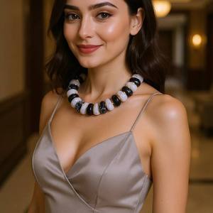 Stylish resin <b>beaded</b> <b>necklace</b> with modern design vibrant colors and elegant appeal ideal for parties casual and festive occasion - Product Image 1