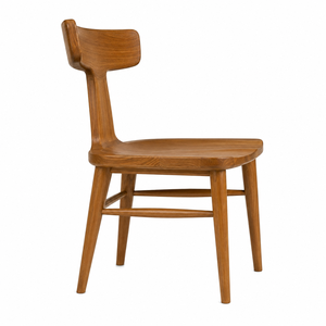 Luxury Scandinavian Solid Teak Wood Dining <b>Chair</b> Sculpted Center <b>Back</b> <b>Support</b> | Modern Handcrafted Eco-Friendly Dining Hotel - Product Image 2