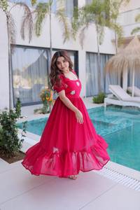 ชุดเดรสยาวผ้าฝ้ายดีไซน์เนอร์คุณภาพเยี่ยมสำหรับงานวัฒนธรรม งานฉลองอีด และงานปาร์ตี้ดิวาลี มีจำหน่ายในราคาส่งออก - Product Image 3