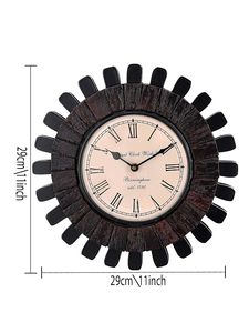 Brown Analog Gear <b>Wooden</b> Wall Clock <b>Rustic</b> Industrial Decorative Wall Clock - Product Image 6
