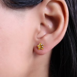 Beautiful Handmade Citrine Flower Stud Earrings Radiant Gemstone Earrings for Women and Girls Wear in Wedding Party's - Product Image 1