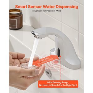 Rubinetto Automatico per Lavabo Bagno con Sensore di Movimento, Senza Contatto, con Copertura per Foro Acqua Fredda, Funzionamento a Batteria - Product Image 2