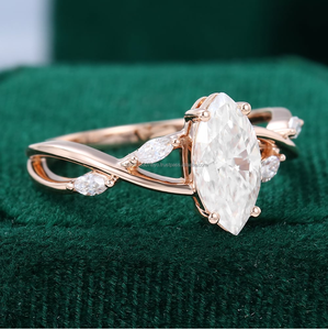 2,5 quilates Marquesa corte Moissanite compromiso oculto Halo Boda nupcial Split Shank solitario con acentos anillo de regalo de aniversario - Product Image 4