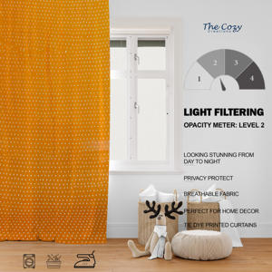 ผ้าม่านพิมพ์ลายดอกไม้แบบอินเดีย ผ้าฝ้ายตกแต่งหน้าต่าง ผ้าม่านทำมือสำหรับตกแต่งบ้าน ขายส่ง - Product Image 6