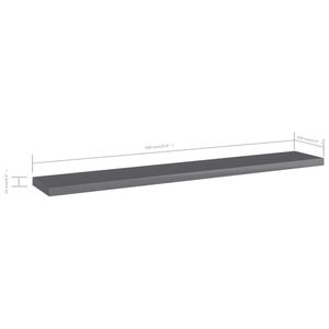 Set of 4 High Gloss Grey Engineered Wood Shelves for <b>Wall</b> & <b>Display</b> - Product Image 5