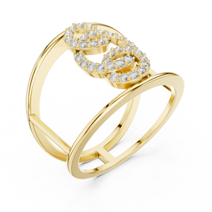 Anillo de Moissanita con Cadena de Aleación de Lujo para Mujer |   Diseño de doble banda llamativo |   Engaste Micro Pavé |   Regalo para Fiestas - Product Image 2