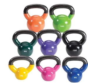 Kettlebell de vinilo contorneado personalizable 20kg de hierro fundido de alta calidad ajustable Fitness colorido recubierto de PVC