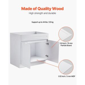 Mobiletto Base Bianco Shaker da 36 Pollici Non Assemblato, 24 Pollici L x 34,5 Pollici H, Pronto per l'Assemblaggio, Mobiletto Base per Lavello da Cucina con Apertura Morbida - Product Image 2