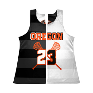 SINEWY SPORTS Maillots de lacrosse pour femmes avec logo frontal, rayures noires, impression par sublimation, tissu respirant en Spandex/Nylon 220g - Product Image 5