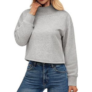 Sweat-shirt oversize pour femme, style décontracté, manches longues, épaules tombantes, col roulé, logo personnalisé sur le devant, hiver - Product Image 5