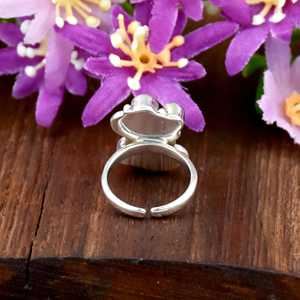 Bague ajustable en argent sterling 925 avec zircon rose et rubis, style floral, pour femme, bijou tendance - Product Image 4