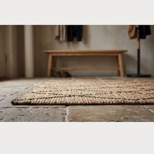 Alfombra de Baño de Algodón Tejida a Mano, Diseño de Diamantes Beige y Negro, Suave, Absorbente, Lavable, para Decoración del Hogar - Product Image 6