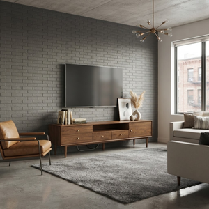 Meuble de rangement moderne en bois massif, meuble TV, meuble de salon, console de style mid-century, décoration intérieure, rangement en bois - Product Image 5