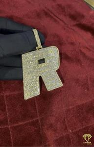 <b>Custom</b> " R " Pendant Gold Plated Iced Out <b>Necklace</b> Luxury Hip Hop Jewelry Fashion Accessory - Product Image 6