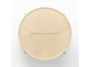 Designer Wooden Coffee Table Sculptural Bowl Top Center Table Luxury Solid Wood Round Coffee Table with Block Legs 2026 - Product Image 6