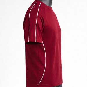 <b>Men's</b> Red <b>Short</b> <b>Sleeve</b> Sporty T-Shirt Regular Fit O-Neck Quick Dry Knitted Polyester Solid Color Blank Front Embroidered Jersey - Product Image 3