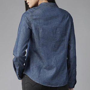 Fashionable Women's Casual Solid Denim Shirts Regular Fit Dual Breasted Anti-Pilling Professional Outwear Everyday Shirt - Product Image 6