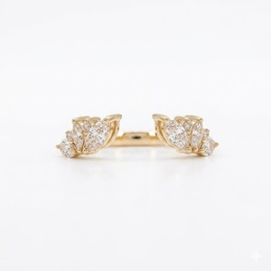 14K Solid Gold Lab Diamond <b>Ring</b> Open Adjustable Marquise Wedding Band Women's Cuff <b>Ring</b> <b>Stacking</b> Matching Band Enhancer <b>Ring</b> - Product Image 1
